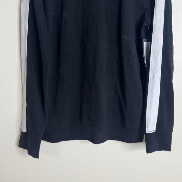 True Religion Sweater Mens 2XL Black White Contrast Stripe Crew Logo M18SF242K2G - Picture 3 of 12